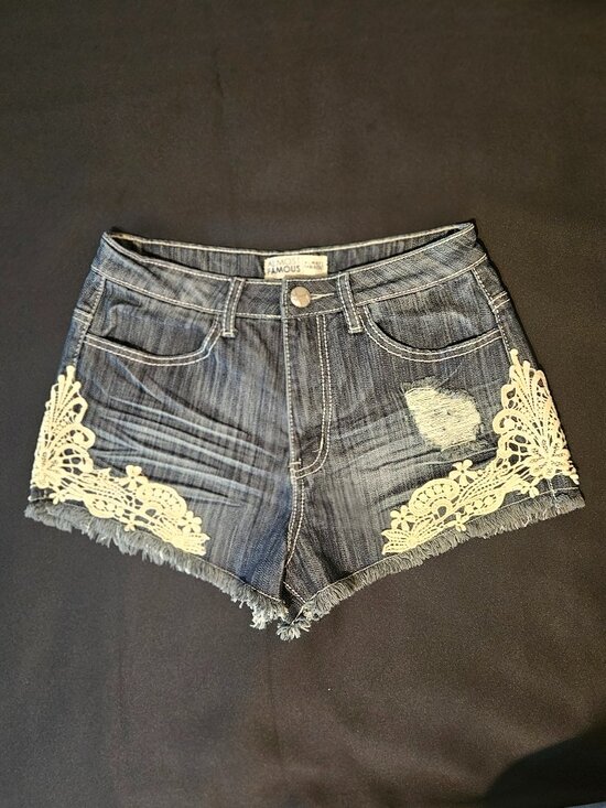 Almost Famous Pants - Almost Famous “Always Fabulous” NWOT Denim Lace Shorts – Size 7